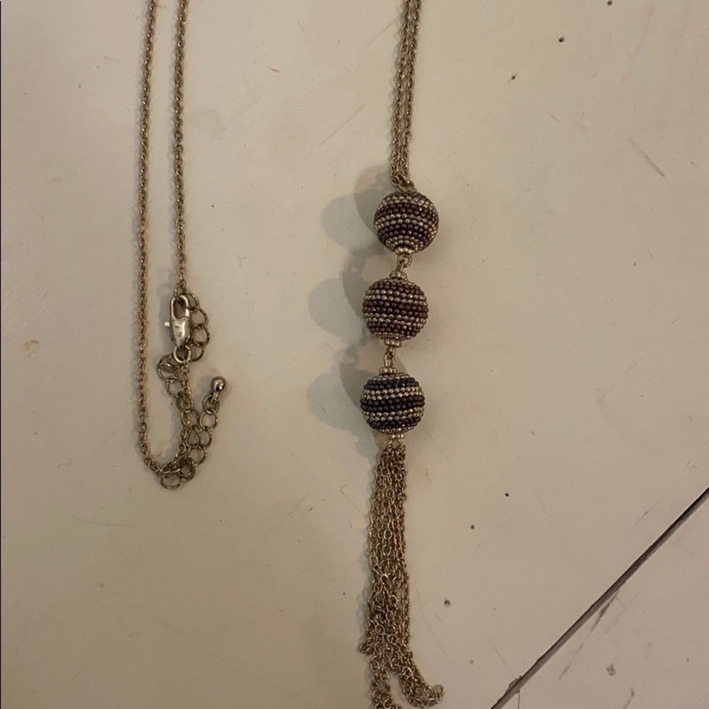 Gold long 3 bead necklace